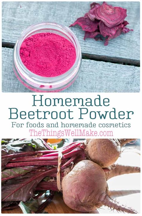 Find out how to make beetroot powder for your homemade cosmetics, food colorings, or as a healthy supplement to your diet. #beetrootpowder #beetroot #naturalskincare #naturalcosmetics Natural Makeup Recipes, Diy Natural Makeup, Beetroot Benefits, Makeup Recipes, Homemade Cosmetics, Healthy Supplements, Beetroot Powder, Natural Food Coloring, Herb Recipes