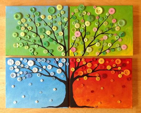 Button Tree Art, Crafts By Season, Button Creations, Button Tree, Metal Tree Wall Art, Button Art, Button Crafts, Tree Art, Tree Painting