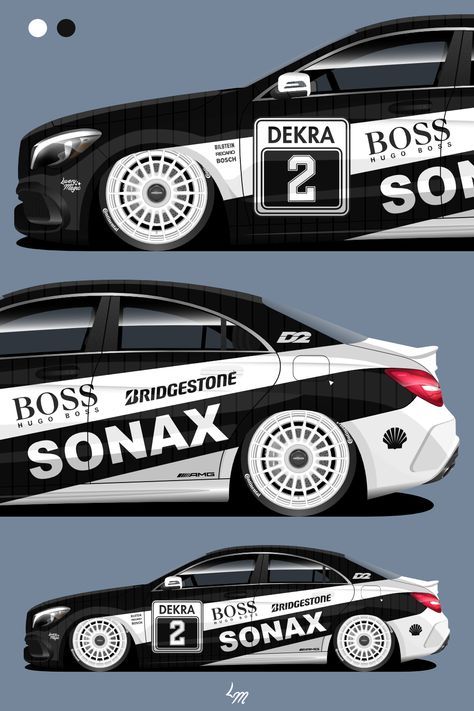 A redesign of my Sonax Mercedes CLA. Originally inspired by the touring-spec 190E. Designed by Livery Magic. Cpm Designs, Car Parking Design, Car Livery Design, F1 2022 Livery Concept, Vehicle Graphics Branding, Race Car Livery Design, Bmw Race Car Livery, Drift Car Livery Design, Livery Design