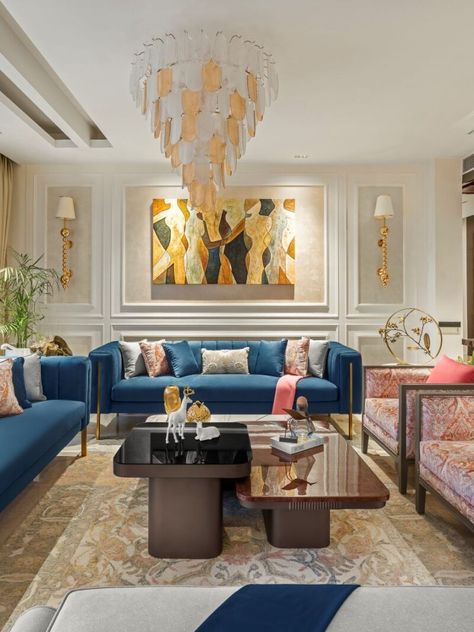 Penthouse at Ahmedabad | Shayona Consultant | Ahmedabad - Interiorlover Delhi House Interior, Delhi House, Room Panelling, House Styling Interior, House Styling, Living Room Wall Designs, Luxury House Interior Design, Design Your Own Home, Pooja Room Design