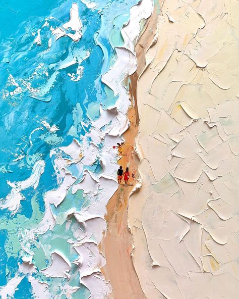 Simple Pallet Knife Painting, Painting With A Pallet Knife, Beach Artwork Painting, Pallet Knife Painting Acrylic, Paint Knife Art, Palette Knife Painting Abstract, Knife Painting Acrylic, Pallet Knife Painting, Pallette Knife Painting