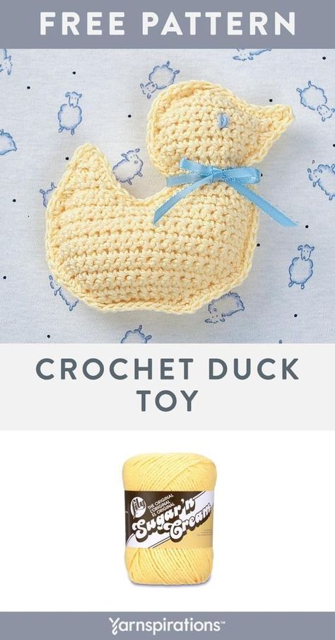 Lily Sugar'n Cream Yarn Pattern | Craft an adorable duck toy in durable, Lily Sugar'n Cream. #Yarnspirations #LilySugarnCream #FreeCrochetPattern #Easter Crochet Sheep Free Pattern, Sugar And Cream Yarn, Crochet Bathroom, Crochet Duck, Making Toys, Crochet Sheep, Crocheted Toys, Duck Toy, Crochet Turtle