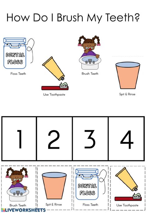 Teeth Worksheet, Kindergarten Pictures, Worksheet Kindergarten, Tooth Brushing, Brush Teeth, Toddler Worksheets, Brush Your Teeth, Worksheets Kindergarten, Brush My Teeth