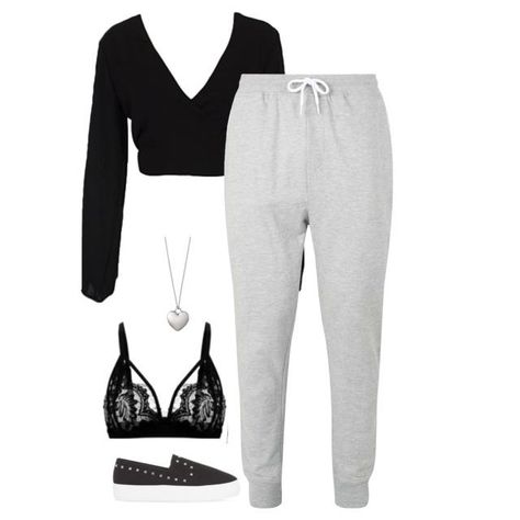 #372 h&m top /market/ sisley sweatpants primark slip on polyvore >> glamoutfit app or stuffnstyle.com Primark Seamless Sets, Sweatpants And Hoodie Outfit, Boyfriend Clothes, Comfy Workout Outfits, Shifting Outfits, Sporty Wear, Sweatpants And Hoodie, Sets Outfit, Boyfriend Outfit