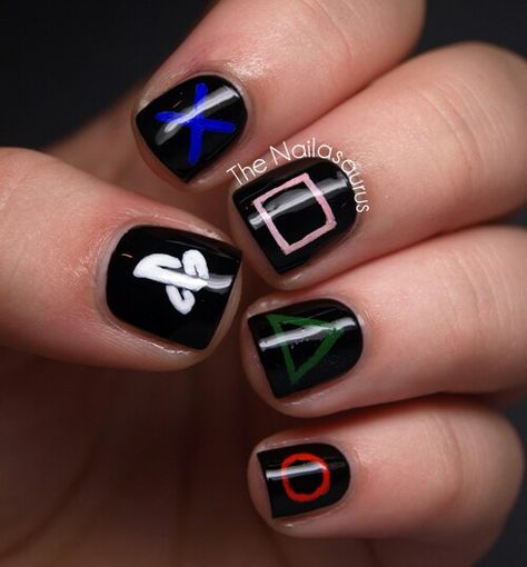 Gamer girl Gamer Nails Design, Gamer Nails, Tropical Nail Art, Uñas Aesthetic, Uk Nails, Unghie Sfumate, Mens Nails, Tropical Nails, Her Nails