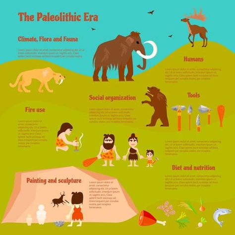 Stone Age Flat Infographics Stone Age Animals, Stone Age People, Stone Age Man, Paleolithic Period, Stone Age Tools, Fire Rocks, Paleolithic Era, Prehistoric Man, University Architecture