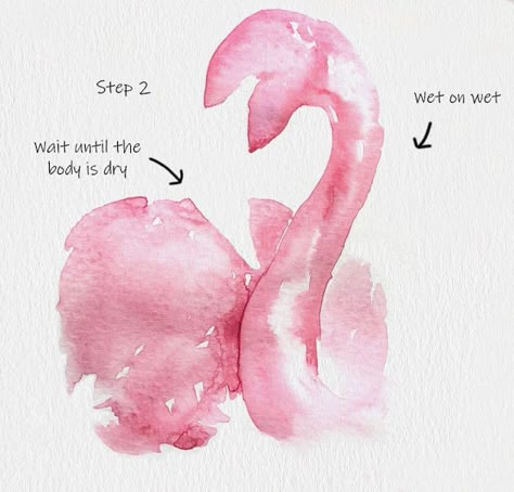 Watercolor Tutorial Step By Step, Beginners Watercolour, Watercolor Step By Step, Flamingo Clipart, Flamingo Watercolor, Watercolor Flamingo, Flamingo Art Print, Paintings For Beginners, Flamingo Painting