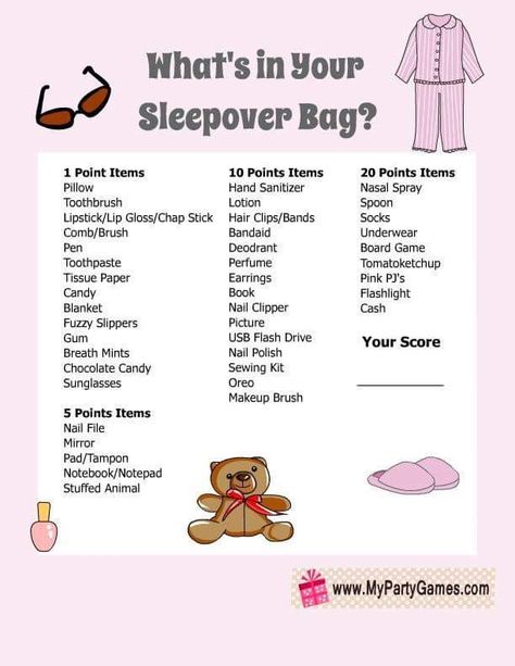 Sleepover Bag Checklist, Sister Sleepover Ideas, Sleepover Checklist, Sleepover Packing, Sleepover Packing List, Teen Sleepover Ideas, Sleepover Fun, Sleepover Essentials, Party Timeline