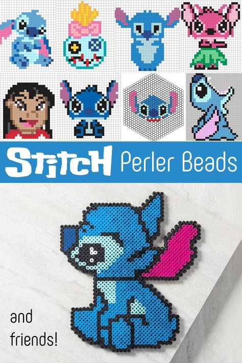 Get 20 patterns for Stitch perler beads! You'll love these cute and easy patterns based on characters from Disney's Lilo & Stitch. Perler Beads Lilo And Stitch, Stitch Disney Perler Beads, Perler Bead Stitch Pattern, Stitch Fuse Bead Pattern, 3d Stitch Perler Bead Patterns, Lilo And Stitch Perler Beads, Perler Bead Art Disney, Pearl Bead Designs, Lilo And Stitch Perler Bead Patterns