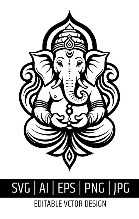 Ganesh Logo Design, Ganesh Black And White, Ganesh Clipart, Ganesh Vector, Rangoli Art Design, Ganesha Vector, Lord Ganesha Drawing, Vector Digital Art, Ganesha Design