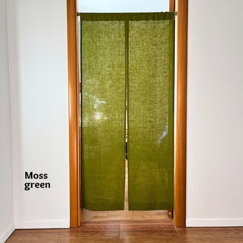 Moss Green Japanese Noren Curtain. Linen Door Curtain. Moss Green Doorway Curtain. Custom Size. Various Colours. Linen Noren Panels - Etsy Japanese Noren, Closet Curtains, Noren Curtains, Doorway Curtain, Door Curtain, Door Curtains, Dream House Decor, Moss Green, My New Room