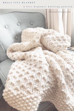 Knit Throw Blanket Pattern, Chunky Knit Blanket Pattern, Easy Blanket Knitting Patterns, Easy Knit Blanket, Knit Afghan Patterns, Knit Baby Blanket Pattern Free, Free Baby Blanket Patterns, Beginner Knitting Pattern, Throw Blanket Pattern