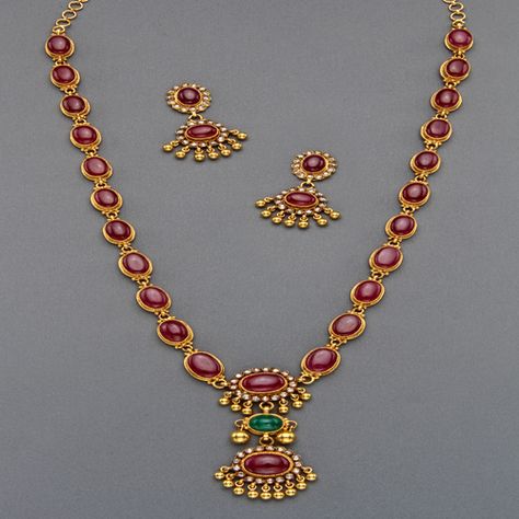 Italian Chains Designs Gold, Ruby Necklace Designs, Ruby Jewelry Necklaces, Jewelry Necklace Simple, Necklaces Simple, Ruby Set, Gold For Women, Antique Gold Jewelry Indian, Gold Jewelry Simple Necklace