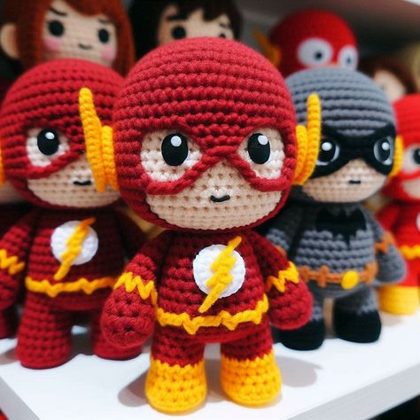 Crochet Flash, Super Hero Crochet, Wonder Woman Ornament, Snoopy Items, Flash Superhero, Crochet Stuffies, Superhero Dolls, Amigurumi Tutorial, Learn How To Crochet