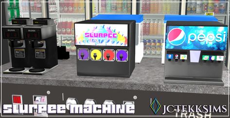 Sims 4 Soda Machine, Sims 4 Popcorn Machine, Slurpee Machine, Slushie Machine, Snack Machine, Coffee Vending Machines, Sims 4 Kitchen, Sims 4 Challenges, Drinks Machine