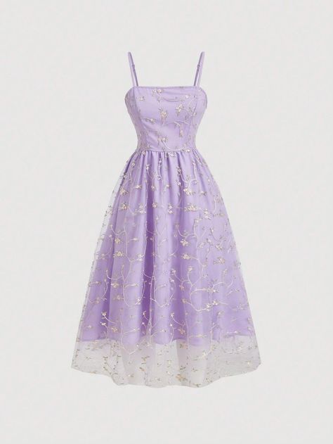 SHEIN MOD Women's Fashionable Floral Printed Spaghetti Strap DressI discovered amazing products on SHEIN.com, come check them out! Purple Dress Short, Light Purple Dress, Lavender Dresses, Spaghetti Strap Dress, Bustier Dress, Romantic Dress, Clothes Sale, Lilac Purple