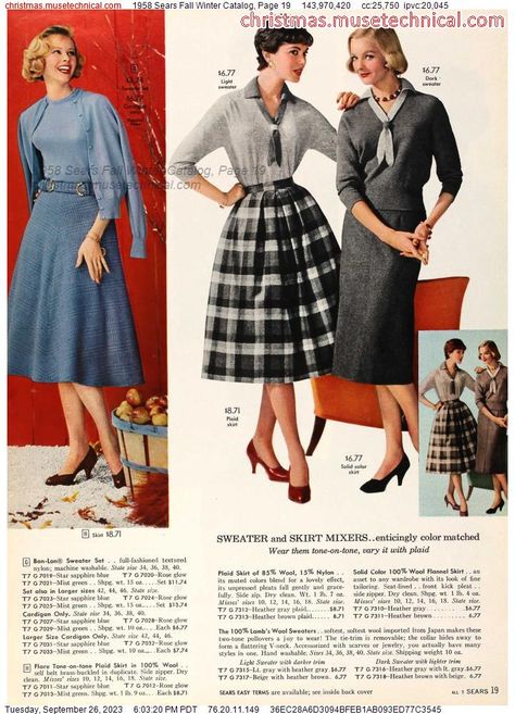 1958 Sears Fall Winter Catalog, Page 19 - Catalogs & Wishbooks 1950s Housewife Fashion, 1950s Winter Fashion, 60s Vintage Fashion, Vintage Clothes Patterns, Vintage Girls Clothes, Fashion Decades, 1950 Fashion, Sears Catalog, Fifties Fashion