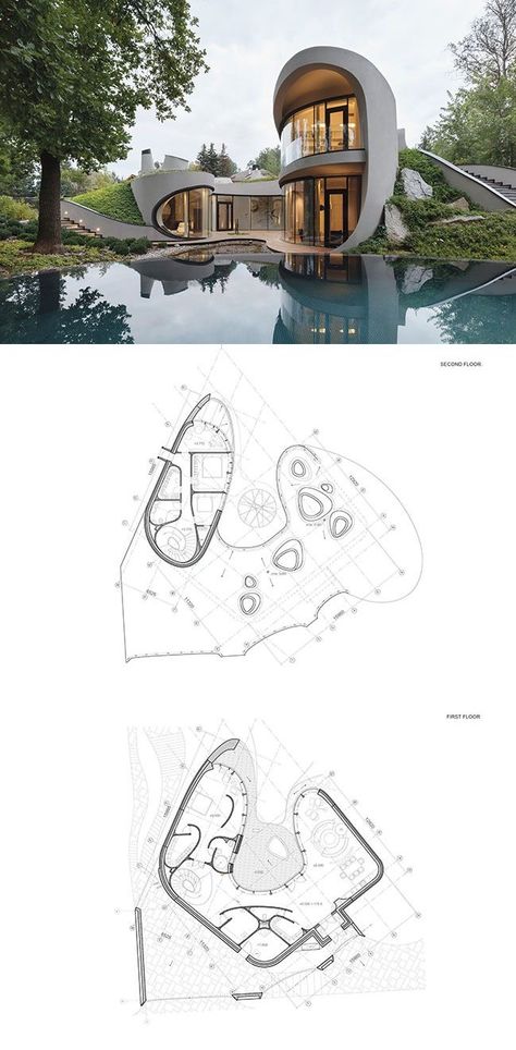 Organic Architecture Plan, Zaha Hadid House, Organic Floor Plan, Niko Architect, Organic Architecture Concept, Organic Building, Resort Ideas, Underground House, Futuristic House