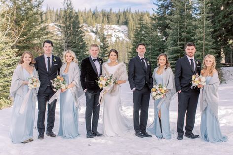 winter wedding party, blue wedding, outdoor winter wedding, classy wedding Winter Wedding Party Attire, Wedding Party Blue, Winter Wedding Party, Winter Mountain Wedding, Outdoor Winter Wedding, Banff Wedding, Shots Ideas, Wedding Classy, Wedding Outdoor