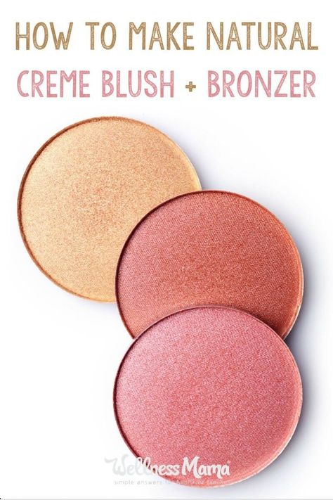 Make your own natural creme blush or bronzer with this simple recipe using lotion made from shea butter and aloe plus minerals and natural colors. Diy Natural Makeup, Diy Makeup Recipe, Creme Blush, Makeup Recipes, Make Your Own Makeup, Homemade Makeup, Wellness Mama, Homemade Cosmetics, Diy Cosmetics