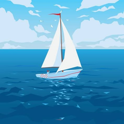 Boat Illustration Art, Sailboat Illustrations, Sailing Illustration, Sailboat Clipart, Sailboat Illustration, Sailor Illustration, Sailboat Drawing, Ship Illustration, Summer Sailing