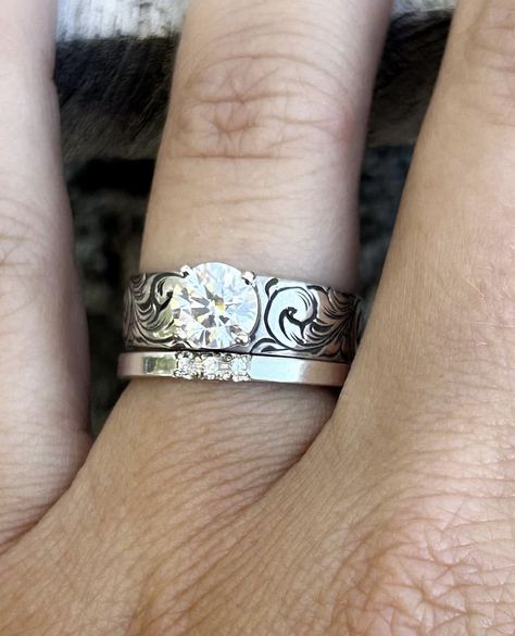 Engagement Rings Circle, Western Engagement Ring, Western Engagement Rings, Western Wedding Rings, Western Engagement, Silver Wedding Band, Silver Wedding Bands, Anniversary Jewelry, Western Wedding