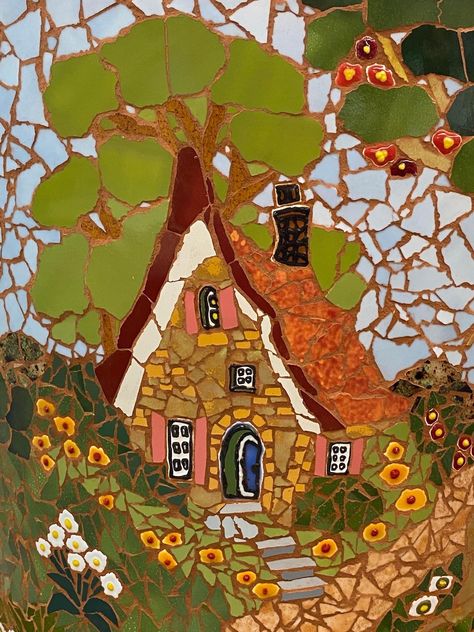 Mosaic Landscapes Ideas, Mosaic Houses Pictures, Mosaic Mountain Scenes, Mosaic Forest Scene, Mosaic Lake Scene, Mosaic Tiles Crafts, Mosaic Garden Art, Mosaic Backsplash, Mosaic Pictures