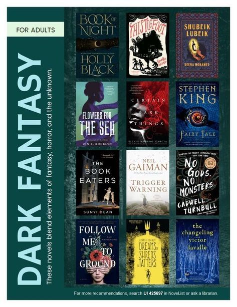 Like Fantasy and horror? Maybe it's time to give the Dark Fantasy genre a try! Dark Fantasy Books, Books Recs, Dark Fantasy Book, Imagenes Aesthetic, Fantasy Genre, Book Review Journal, Reading List Challenge, Pretty Books, Bookish Stuff