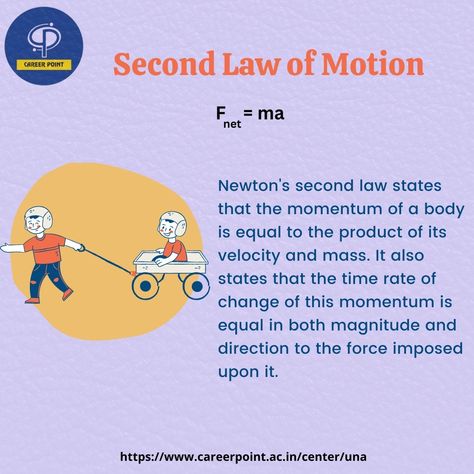 Newton's Laws of Motion ⬇ First Law of Motion ⬇ Second Law of Motion ⬇ Third Law of Motion 🌐 https://careerpoint.ac.in/center/una 📞 +91 9816133351 #newton #newtonslaw #motion #newtonslawsofmotion #firstlawofmotion #secondlawofmotion #thirdlawofmotion #careerpoint #careerpointuna #careerpointkota Newton's First Law Of Motion, Newtons Third Law Of Motion, Newton's Second Law, Newton's Laws Of Motion, Newton's Third Law, Newton's Laws, Newtons Laws Of Motion, Laws Of Motion, Newtons Laws