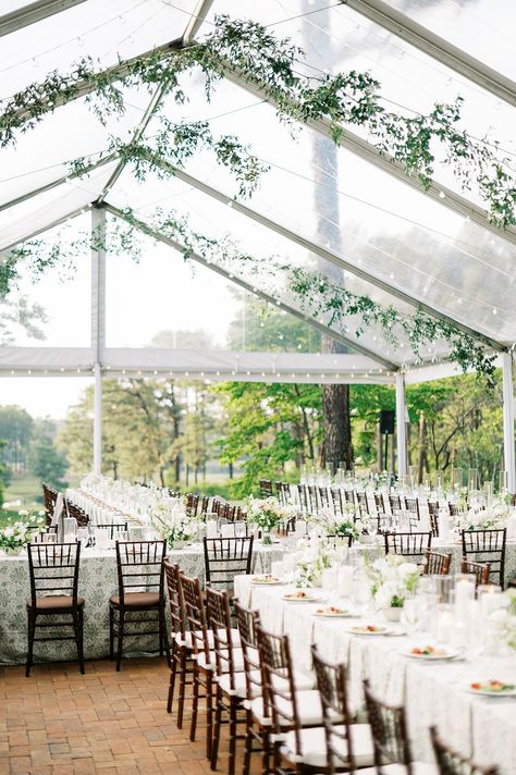 A glowing clear top tent, perfect for a spring dinner reception Clear Frame Tent Wedding, Clear Top Tent Wedding, Clear Wedding Tent, Clear Tent Wedding, Pinehurst North Carolina, Clear Top Tent, Tent Wedding Reception, Dinner Reception, Clear Tent