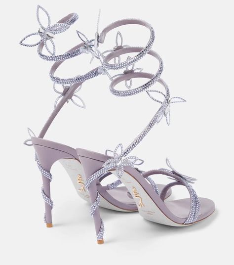 Rene Caovilla Heels Purple, Purple Butterfly Heels, Shoes Heels Prom, Purple High Heels, Heels Purple, Butterfly Heels, Pretty Heels, Fairy Shoes, Luxury Heels