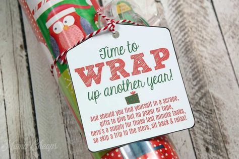 Wrapping Paper & Tape Easy Last Minute Gift Idea + Tag - Mama Cheaps® Neighbor Gift Ideas, Easy Teacher Gifts, Teacher Gift Ideas, Christmas Neighbor, Neighbor Christmas Gifts, Free Printable Tags, Free Printable Gifts, Free Printable Gift Tags, Wrapping Paper Gift