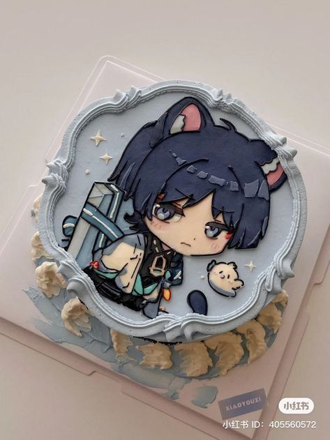 Scaramouche Birthday Cake, Genshin Cake Design, Genshin Impact Cake, Genshin Impact Food, Anime Cake, Korean Cake, Wanderer Art, Pretty Birthday Cakes, Cute Birthday Cakes