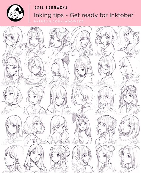 Asia Ladowska, Famous Anime, Pelo Anime, Drawing Hair Tutorial, Anime Face, 얼굴 드로잉, Hair Sketch, Face Drawing Reference, 얼굴 그리기