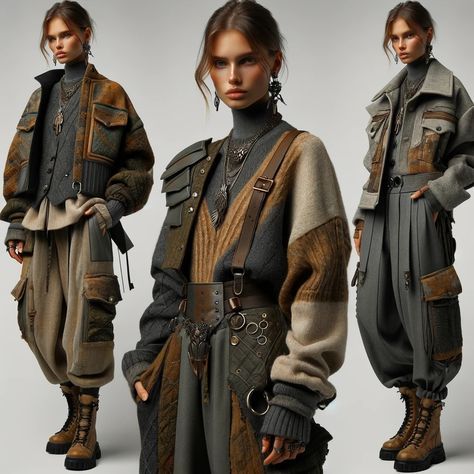 Modern Explorer Outfit, Viking Clothes Aesthetic, Alternative Fantasy Clothing, Explorer Outfit Women, Viking Fashion Modern Women, Modern Fantasy Clothing Casual, Adventurer Outfit Aesthetic, Modern Viking Outfit, Solar Punk Aesthetic Outfits