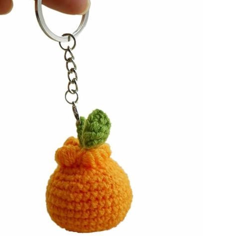 Amazon.com: Handmade Crochet Cute Sumo Orange Tangerine Mandarin Keychain Key Ring Bag Charm : Handmade Products Orange Bag Crochet Pattern, Crochet Orange Bag, Crochet Orange Keychain, Orange Fruit Crochet Bag, Lemon Crochet Keychain, Ring Bag, Handmade Crochet, Orange, Crochet