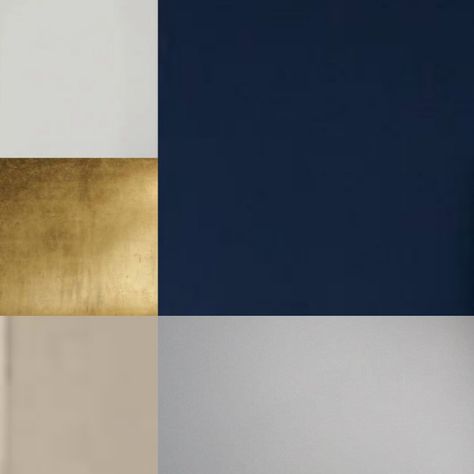 Grey Gold Blue Color Palette, Navy Gold Grey Color Palette, Blue And Gold Colour Scheme, Navy Blue And Grey Office Ideas, Navy Silver Color Palette, Midnight Blue And Gold Color Palette, Material Combination Design, Navy And Silver Color Palette, Midnight Blue Color Pallet