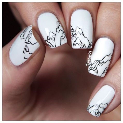 Mountain Nails, Lovely Sunday, Essence Cosmetics, Her Nails, Really Cute Nails, White Polish, Nails Only, The Alps, Mount Fuji