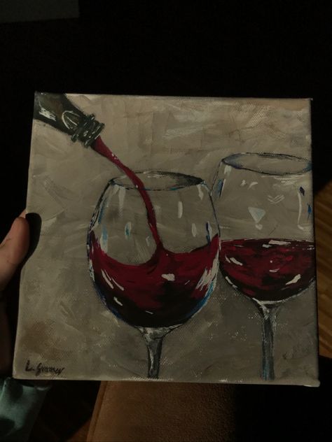 Easy Wine Painting, Wine Painting Canvas Easy, Red Wine Painting, Wine Glass Art Paintings, Oil Painting Easy Simple, Wine Glass Painting Canvas, Wine Painting Ideas, Paint Inspo Easy Acrylic, Wine Canvas Painting