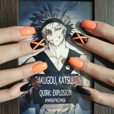 #nails #nailart #bakugou #bakugouKatsuki #anime #myhero #myheroacademia #bokunoheroacademia Bakugou Nails Art, Bakugou Nails, Anime Nail Ideas, Anime Nail, Ideas Uñas, Wow Nails, Anime Nails, Inspired Nails, Cute Acrylic Nail Designs