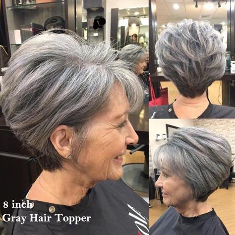 Fashion & Natural Pixie Cut Short Wiglets for Women Over 40 Grey Hair Topper, Longer Pixie, Gray Pixie, Best Hairstyles For Women, Fine Straight Hair, Pixie Bob Haircut, Hair To One Side, Short Blonde Haircuts, Chin Length Hair