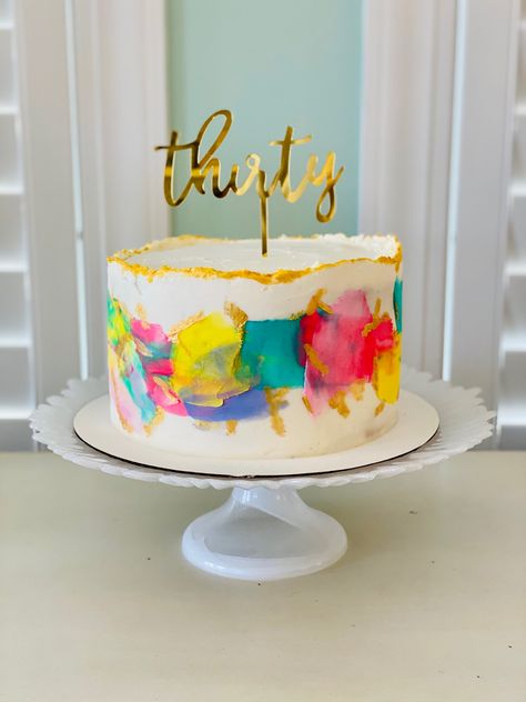 Rainbow 50th Birthday Cake, Bright Colored Cakes Birthday, Colorful Birthday Cake For Women, Bright Colour Birthday Theme, Bright Birthday Cakes For Women, Bright Cake Design, 40th Birthday Cakes Women, Colorful Cakes Birthday, Multi Colored Cake