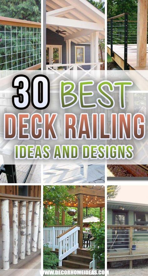 Outdoor Deck Handrail Ideas, Decking Ideas Outdoor Railings, Upper Deck Railing Ideas, Short Deck Railing Ideas, Types Of Porch Railings, Deck Top Railing Ideas, Deck Railing Seating, Deck Stairs Railing Ideas, Decks Railing Ideas