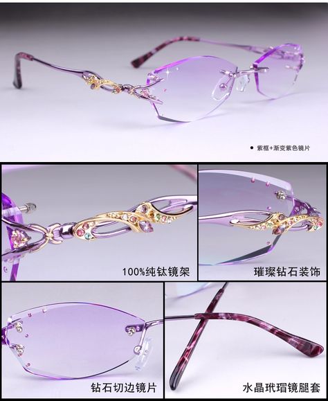 Cool Eyeglasses For Women, Frameless Glasses Women, Rimless Glasses Women, Fantasy Glasses, Glasses Types, Glass Clothes, Glasses Shapes, Kawaii Glasses, Unique Glasses Frames