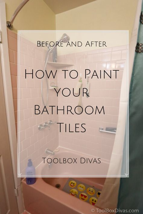 Bathroom Paint Tiles, Tile Paint Ideas, Small Bathroom Tiles Design, Painted Bathroom Tile Walls, Paint Bathroom Tiles, Washroom Interior Design, Bathroom Tile Paint, Tile Around Bathtub, Painted Shower Tile