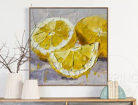 Artist Hand painted Modern Wall Art Special Still Life Lemon Acrylic Painting Delicious Fruit Lemon Acrylic Painting for Kitchen|Painting & Calligraphy| - AliExpress Acrylic Paintings For Kitchen, Lemon Painting Acrylic Easy, Lemon Canvas Painting, Lemon Acrylic Paintings, Lemon Artwork Paintings, Painting For Kitchen, Paintings Of Lemons Still Life, Acrilic Paintings Lemon, Kitchen Painting