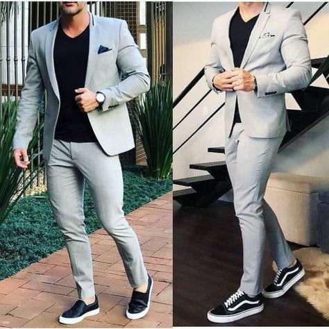 Suit With Vans, Men Blazer Outfits, Vans Outfit Men, Business Casual Attire For Men, Suits And Sneakers, Blazers For Men Casual, Mens Winter Fashion Outfits, Mens Casual Suits, Blazer Outfits Men