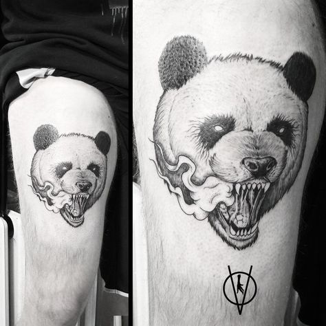 Devon Angry Panda Tattoo, Cute Panda Tattoo, Angry Panda, Panda Bear Tattoos, Bonsai Tree Tattoos, Wormhole Tattoo, Professional Tattoo Kits, Bear Species, Tattoo Spots