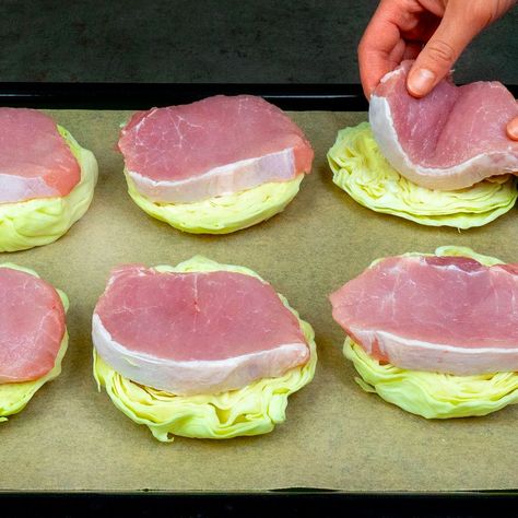 Pork chop on cabbage steaks! I’m cooking them for 3 days in a row and I’m still loving them | tomato, white cabbage, cheese | Pork chop on cabbage steaks! I’m cooking them for 3 days in a row and I’m still loving them Ingredients: pork chop - 800 g (28.2 oz) onion - 130 g (4.6... | By Cookrate Pork Chop On Cabbage Steak, Pork Tenderloin With Cabbage, Pork Chop Cabbage Recipes, Pork Chops With Cabbage, Pork Chops And Cabbage Recipes, Cabbage And Pork Chops, Pork And Cabbage Recipes, Pork Chops And Cabbage, Baked Cabbage Steaks