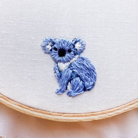 Tiny Animal Embroidery, Australia Embroidery, Koala Embroidery, Koala Marsupial, Embroidery Animals, Necklace Embroidery, Arm Cast, Baby Koala, Embroidery On Clothes